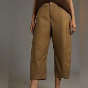 Anthropologie Maeve Curved Cropped Chino Barrel Pants Bronze Women’s Sz. 6